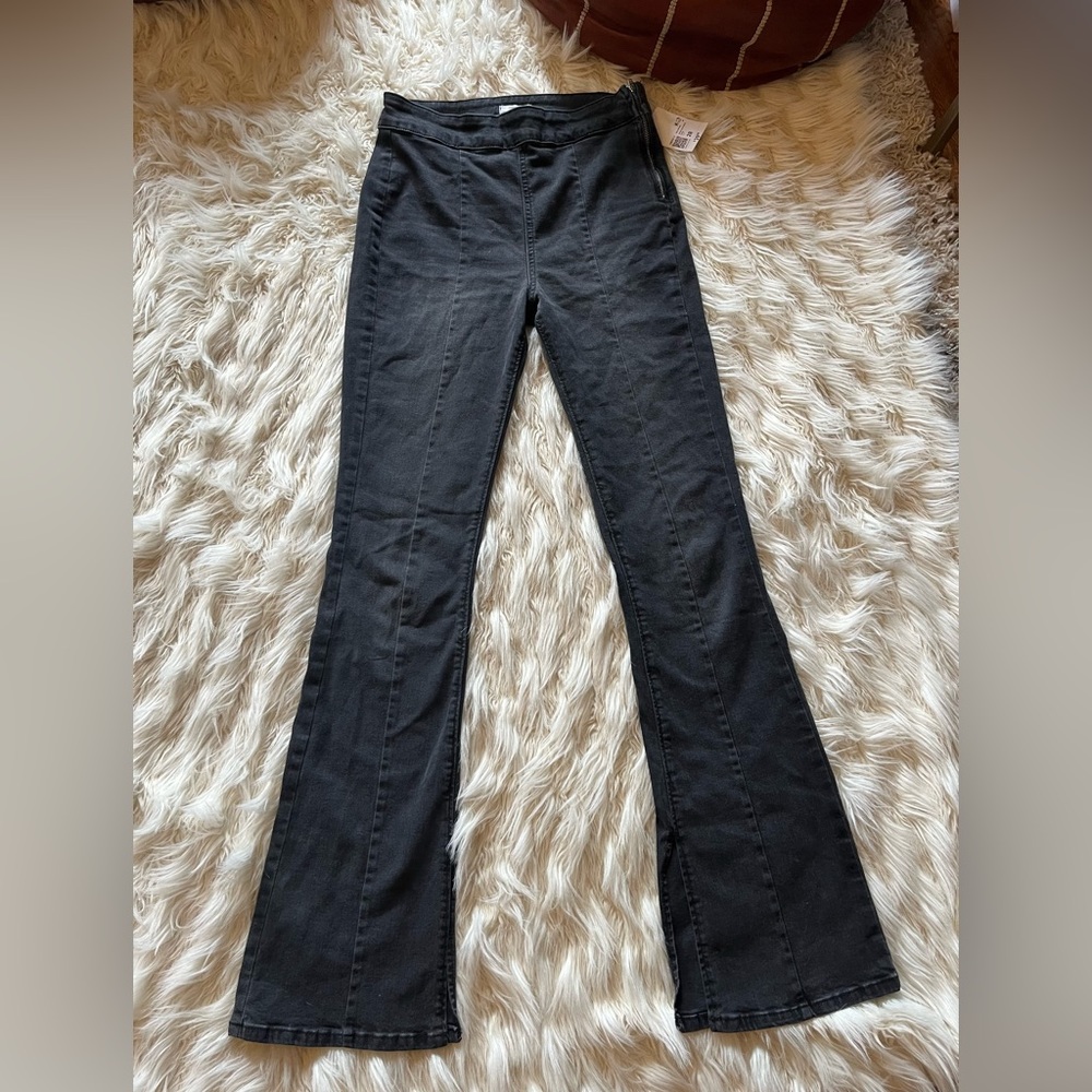 Forever 21 Premium Black Washed Jeans (Flared/Slit Leg)